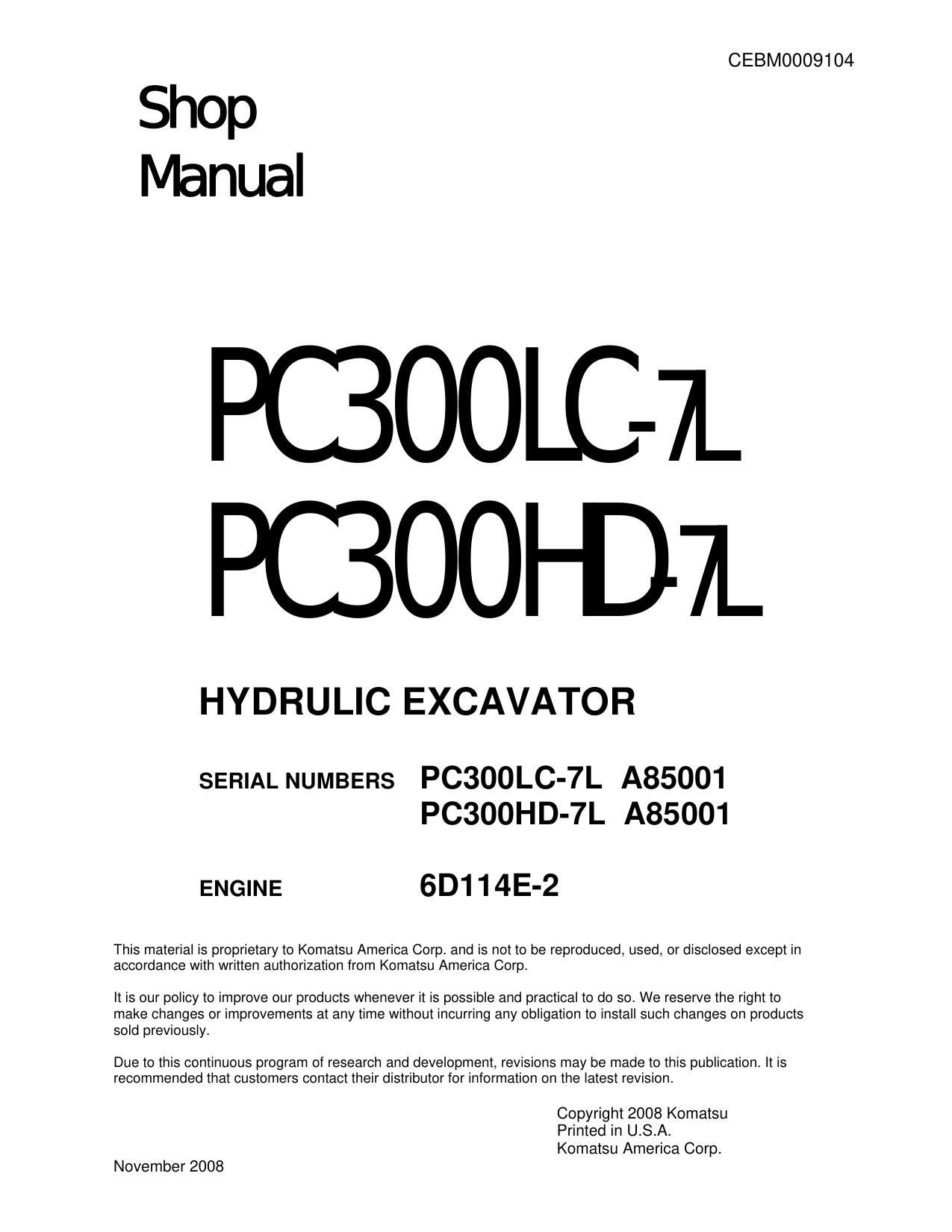 PC300LC-7L PC300HD-7L Shop Manual